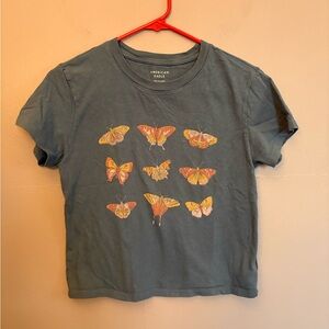American Eagle butterfly graphic cropped soft tee Size XXS Butterflies Nature